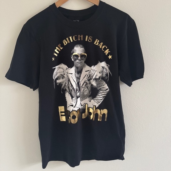 Elton John Black Gold B*h Is Back Tee M - Picture 1 of 8